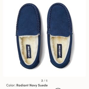 Kids Navy Suede Moccasins House Shoes/ Slippers